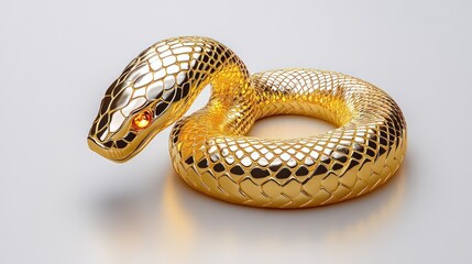 Obraz premium Golden Happy Snake with Lunar New Year Theme on White Background