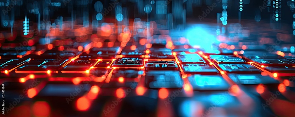 Aufkleber adaptive technology ai concept. futuristic digital circuit board with glowing lights and intricate c