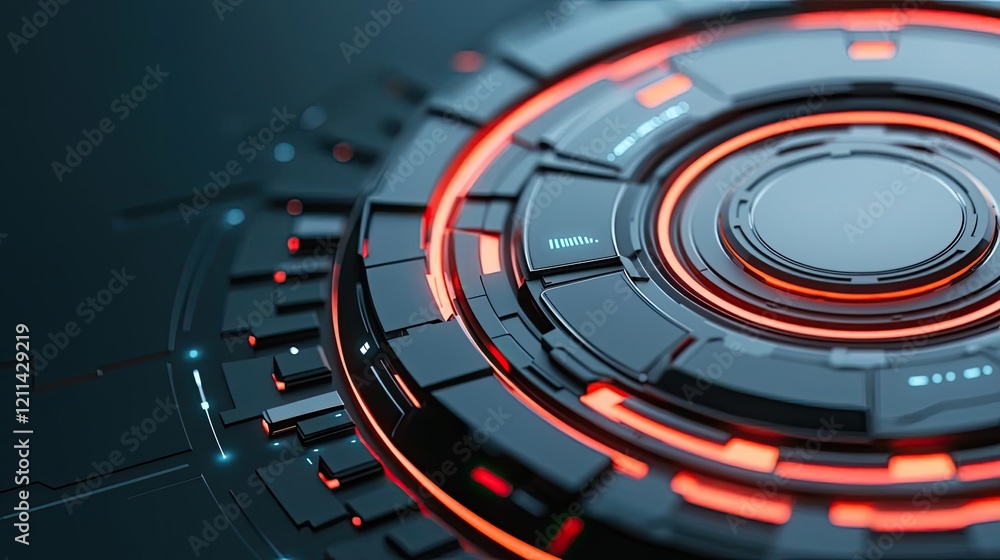 Poster Interactive tools ai concept. Futuristic technology design featuring glowing elements and intricate patterns.