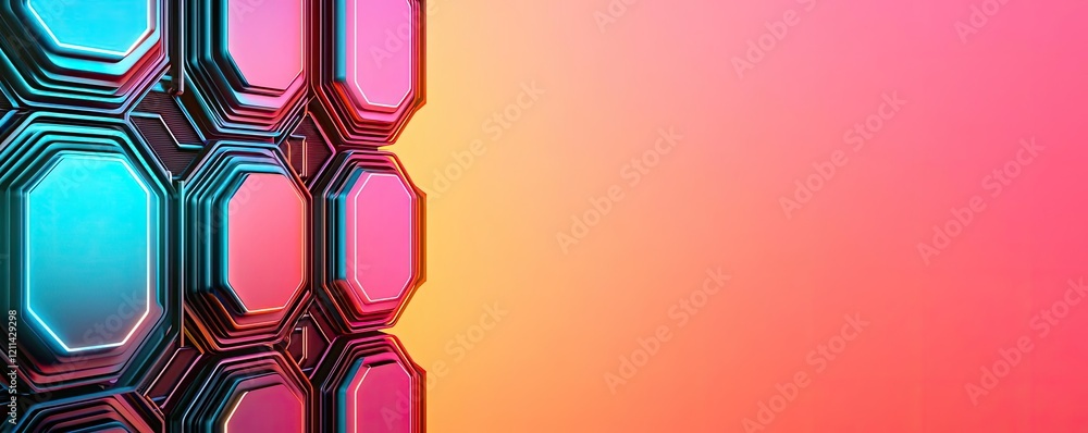 Aufkleber Interactive tools ai concept. Abstract geometric pattern with vibrant colors and shapes creating a futuristic effect.