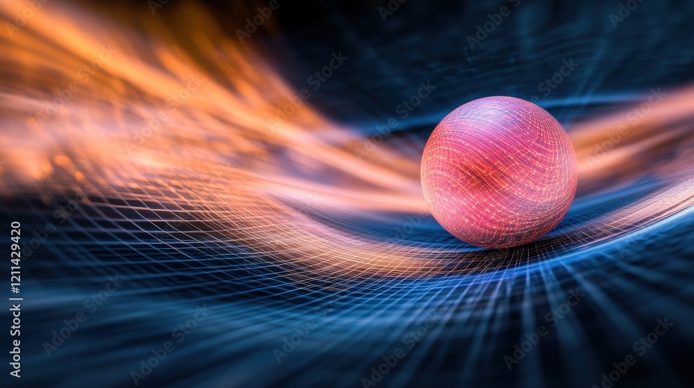 Poster a vibrant photo of a digital simulation showing gravity represented by 