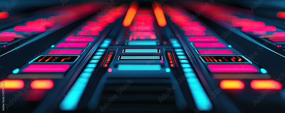 Aufkleber Adaptive technology ai concept. A vibrant digital interface showcasing colorful buttons and controls in a modern design.