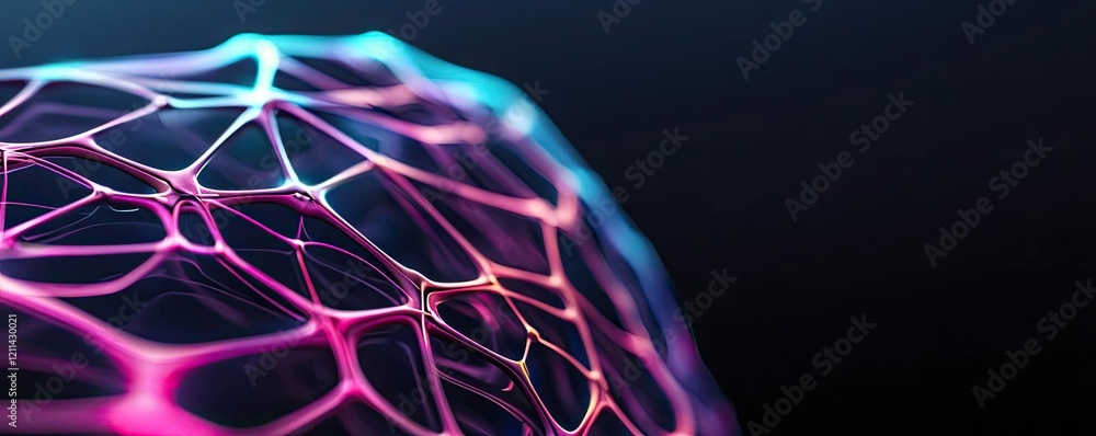 Poster Artificial intelligence ai idea. Futuristic abstract design showcasing vibrant neon network patterns.