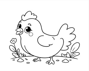 Coloring page of little chicken for kids coloring book