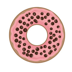 illustration Yummy Donut Glazed Strawberry And Colorful Donut Delight