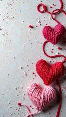 Background with hearts for Valentine's day. Place for text, vertical.