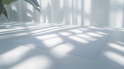 Obraz premium Sunlit Desk with Subtle Shadows and Clean White Paper