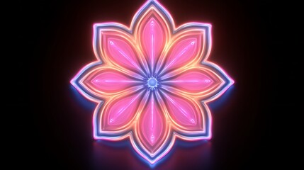 Neon Flower Mandala Glowing Design Art