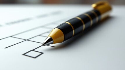Close-Up of Pen Ticking Checkboxes on Checklist