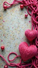 Background with pink hearts for Valentine's day. Place for text, vertical.