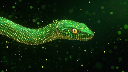 Fototapeta premium Green Snake Happy New Year Background - Vector Illustration