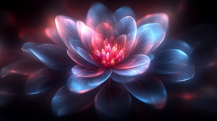 Glowing Neon Flower Abstract Art Digital Creation