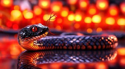 Naklejka premium Joyful Celebration of Chinese New Year with Snake and Lantern