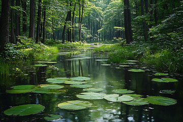 Obraz premium ush swamp bursting with vibrant greenery