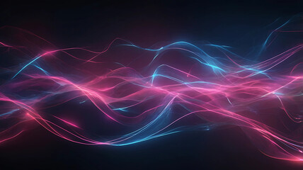 Fototapeta premium Glowing Neon Pink and Blue Lines with Bokeh Lights - Futuristic Digital Background