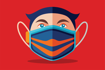 Obraz premium A flat illustration featuring a customizable face mask design with vibrant colors and a playful character Ffp2 face mask Customizable Flat Illustration