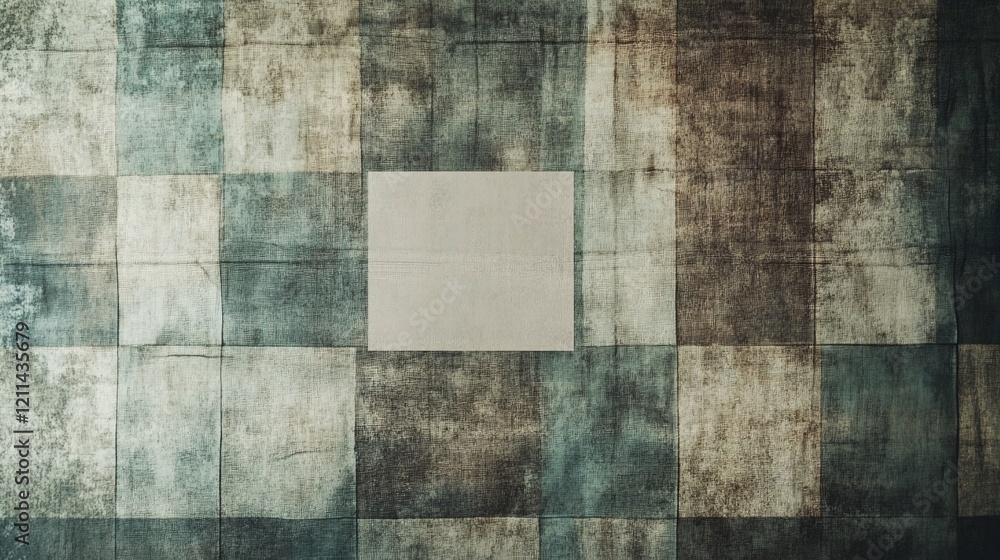 Poster 3d render of grunge surface texture with a blank check overlay