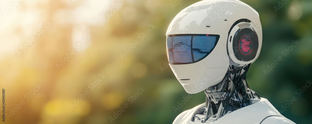 Poster Intelligent tutoring ai concept. A futuristic robot with a sleek design, showcasing advanced technology and innovation.