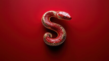 Fototapeta premium Gold Snake on Number Logo for Chinese New Year Celebration: Year of the Snake Translation, Happy New Year!