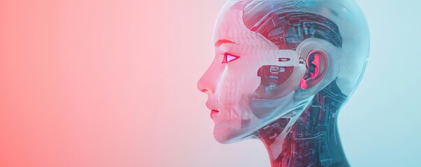 Intelligent tutoring ai concept. Futuristic robot head highlighting advanced technology and innovation.