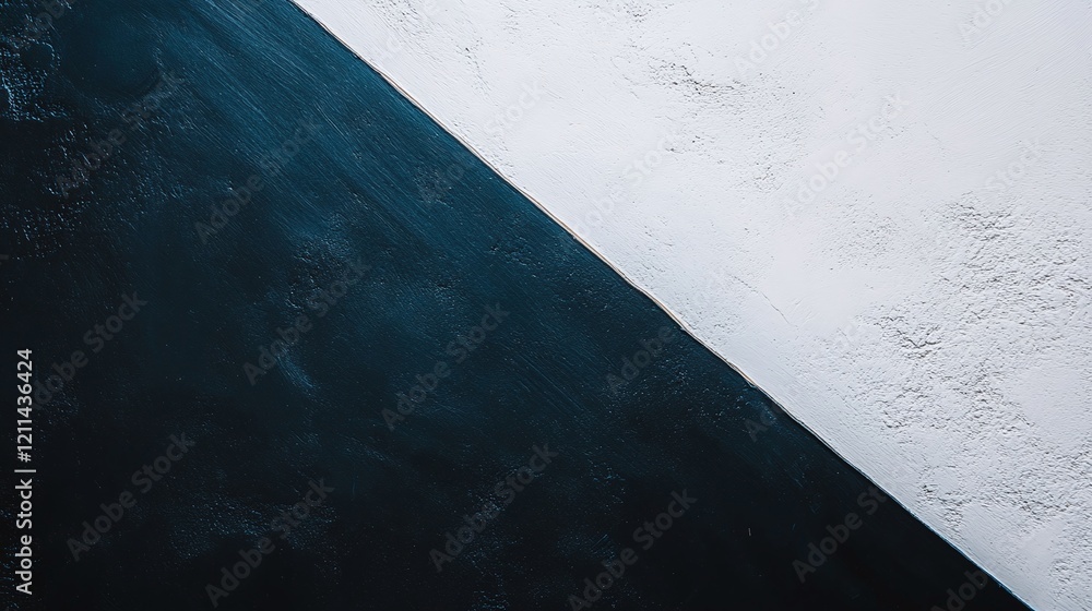 Poster a bold diagonal split of white and dark blue with a clean dividing line for a modern structured look