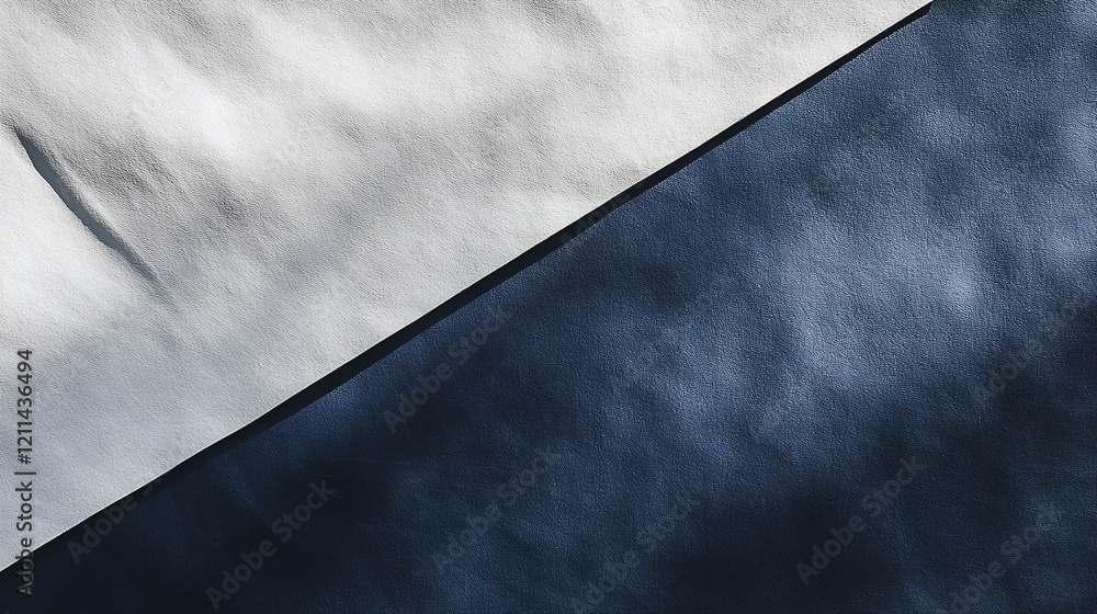 Poster a bold diagonal split of white and dark blue with a clean dividing line for a modern structured look