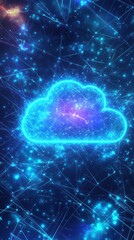 Obraz premium Cloud computing data synchronization in digital network grid