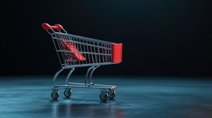 Empty Shopping Cart on a Dark Background