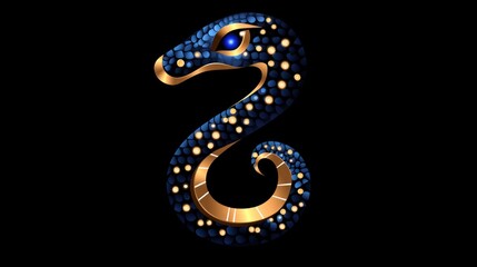 Fototapeta premium Chinese New Year Zodiac Snake Logo with Design Elements and Dots Art Vector Illustration for Year of the Snake and World Snake Day