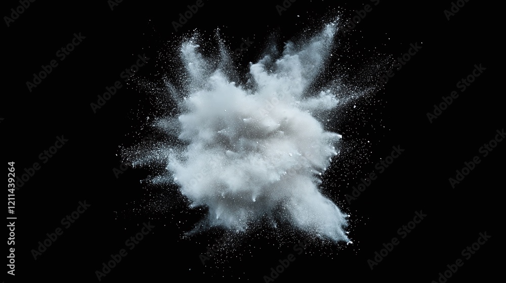 Poster a dynamic image of colorful powder exploding in mid-air against a black background.