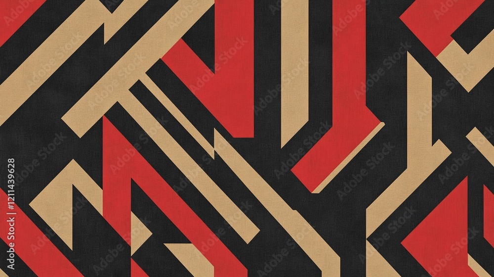 Poster a dynamic wallpaper of angular geometric shapes in bold black and red suggesting power and focus.