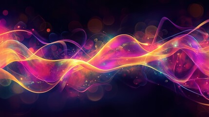 Fototapeta premium Abstract Neon Wave with Glowing Lights