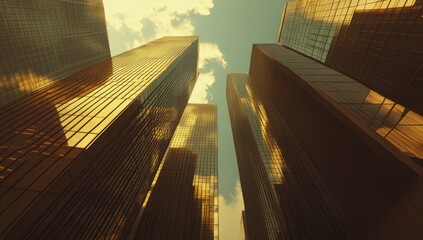 Golden Hour Skyscrapers: A City's Majestic Ascent