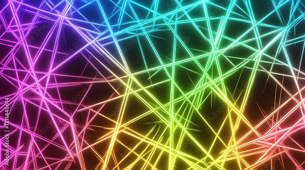 Aufkleber a futuristic holographic pattern with intersecting neon lines in bright colors ideal for innovation 