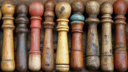 Vintage Wooden Pins: A Collection of Rustic Charm