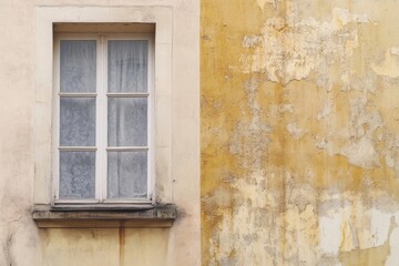 Cleaning service washing building facade with pressure water. Cleaning dirty wall with high pressure water jet. Power washing the wall. Cleaning the facade of the house. Before and after washing, Gene