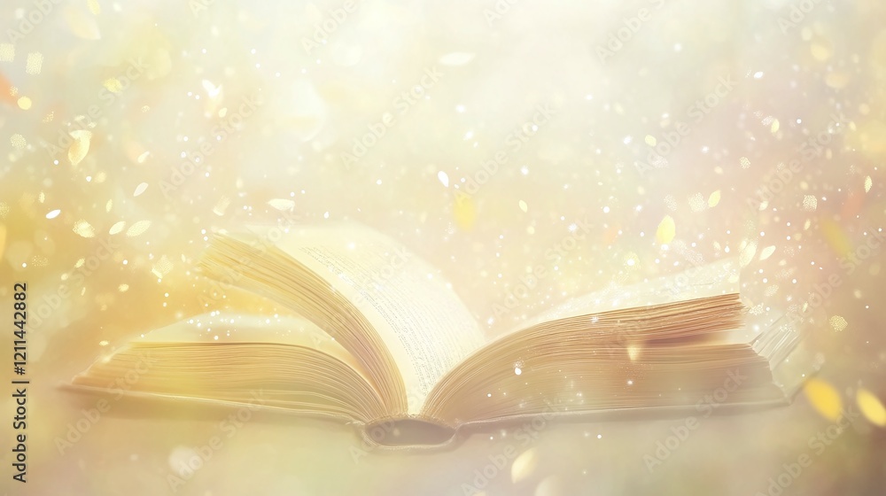Poster a high-resolution image of an open book softly blurred ideal for educational themes.