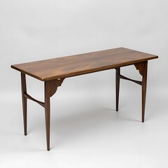 Mid-Century Modern Console Table: A sleek and elegant console table crafted from rich dark wood, showcasing clean lines and simple yet sophisticated design.
