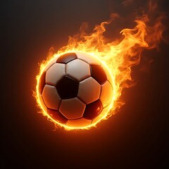 Fototapeta premium Blazing Passion: A soccer ball engulfed in fiery flames, radiating intense energy and signifying the unyielding passion and competitive spirit of the sport. 