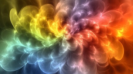 Abstract Colorful Swirling Fractal Nebula Design