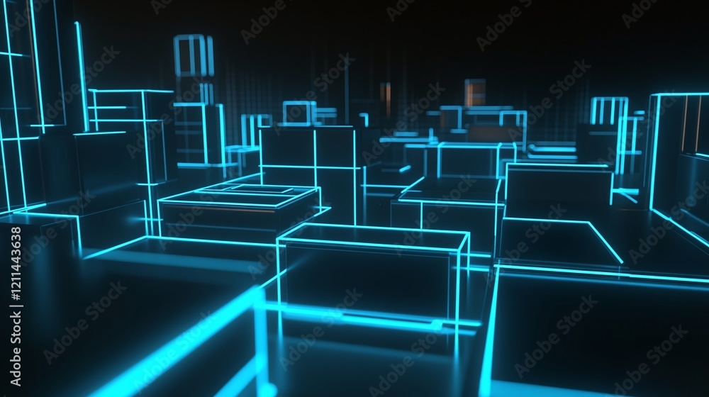 Aufkleber a high-tech design with glowing circuits in light blue over a deep black background ideal for it-rel