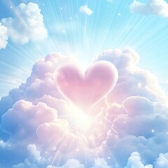 Fototapeta premium Heavenly Heart: A Serene Pastel Cloudscape Radiance