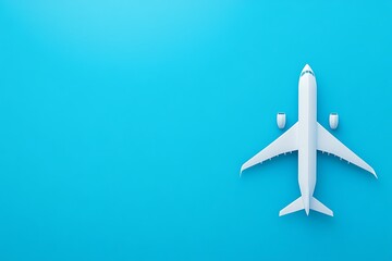 Simple White Airplane Model on a Bright Blue Background