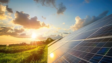 Solar Panels at Sunset