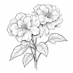 the AI Image Generator, Detailed Sketch of Blooming Flowers