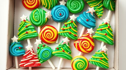 Christmas Lollipop Tree Flatlay, New Year Sweets Pattern