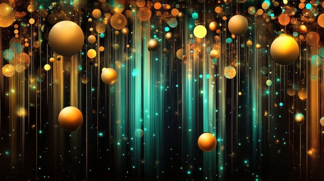 Pulsating light spheres on dynamic digital grid with gradient patterns