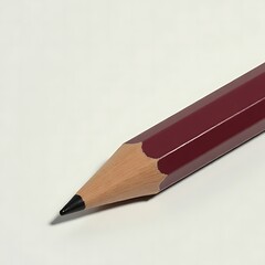 Crimson Pencil: A close-up shot of a sharpened crimson pencil, its sleek, hexagonal body and natural wood accents highlighted. The graphite point glistens, ready to begin a new artistic creation.