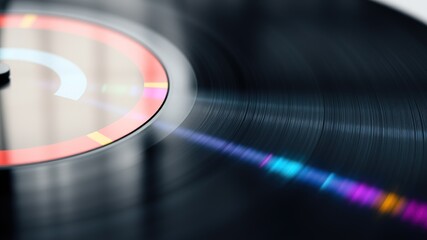Close-up Colorful Vinyl Record, High-Quality Photo