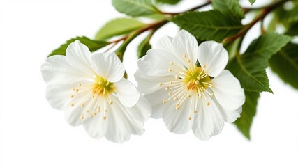 Obraz premium Close-up Linden Tree Flowers Isolated on White - Detailed AI Photo